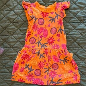 Tea collection orange floral tropical dress with pockets vguc